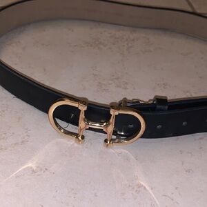 Ann Taylor Black Belt with Gold Buckle